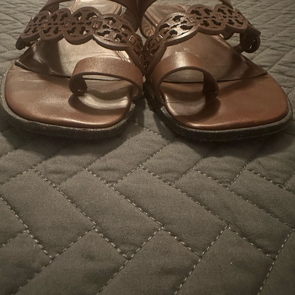 Tory Burch Brown Cutout Leather Sandals